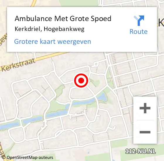 Locatie op kaart van de 112 melding: Ambulance Met Grote Spoed Naar Kerkdriel, Hogebankweg op 28 december 2021 15:51