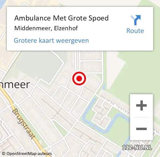 Locatie op kaart van de 112 melding: Ambulance Met Grote Spoed Naar Middenmeer, Elzenhof op 28 december 2021 15:52