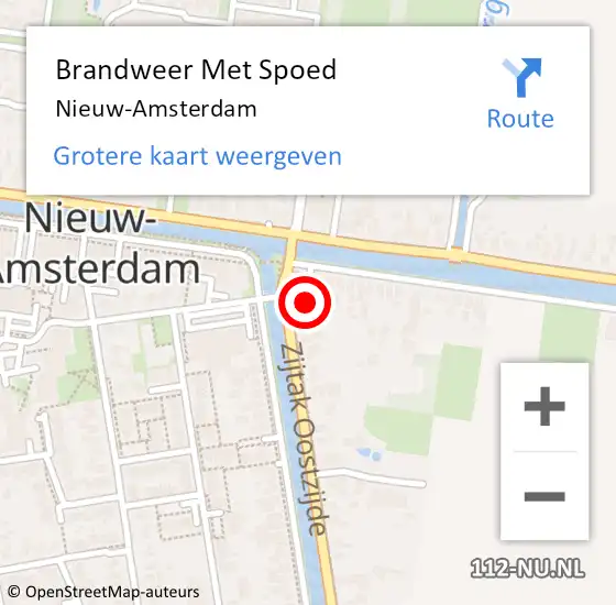 Locatie op kaart van de 112 melding: Brandweer Met Spoed Naar Nieuw-Amsterdam op 28 december 2021 15:57