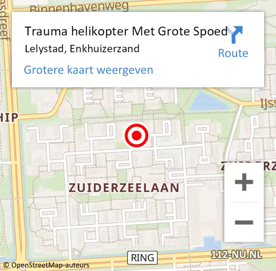 Locatie op kaart van de 112 melding: Trauma helikopter Met Grote Spoed Naar Lelystad, Enkhuizerzand op 28 december 2021 16:16