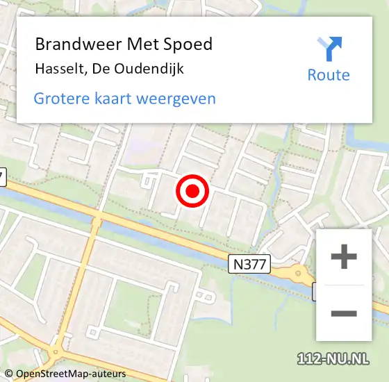 Locatie op kaart van de 112 melding: Brandweer Met Spoed Naar Hasselt, De Oudendijk op 28 december 2021 16:17