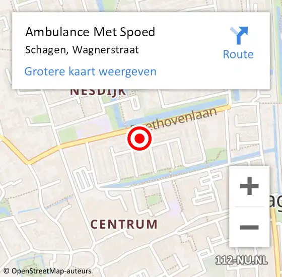 Locatie op kaart van de 112 melding: Ambulance Met Spoed Naar Schagen, Wagnerstraat op 28 december 2021 16:23