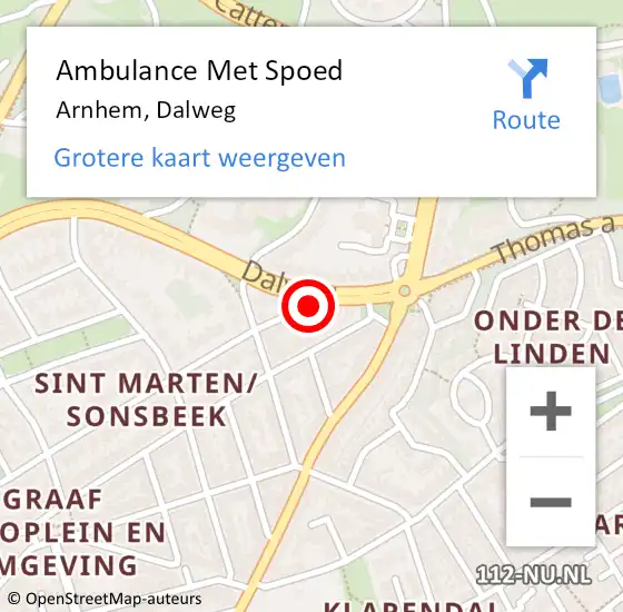 Locatie op kaart van de 112 melding: Ambulance Met Spoed Naar Arnhem, Dalweg op 28 december 2021 16:34