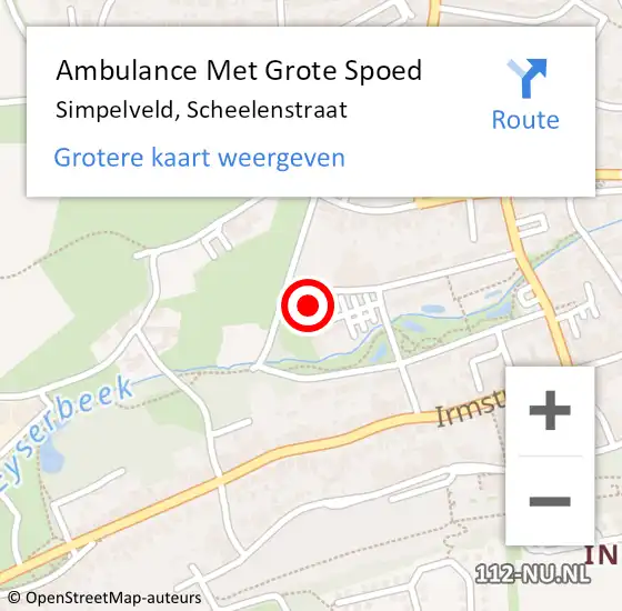 Locatie op kaart van de 112 melding: Ambulance Met Grote Spoed Naar Simpelveld, Scheelenstraat op 3 juli 2014 15:57