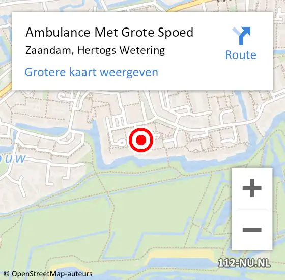 Locatie op kaart van de 112 melding: Ambulance Met Grote Spoed Naar Zaandam, Hertogs Wetering op 28 december 2021 17:10
