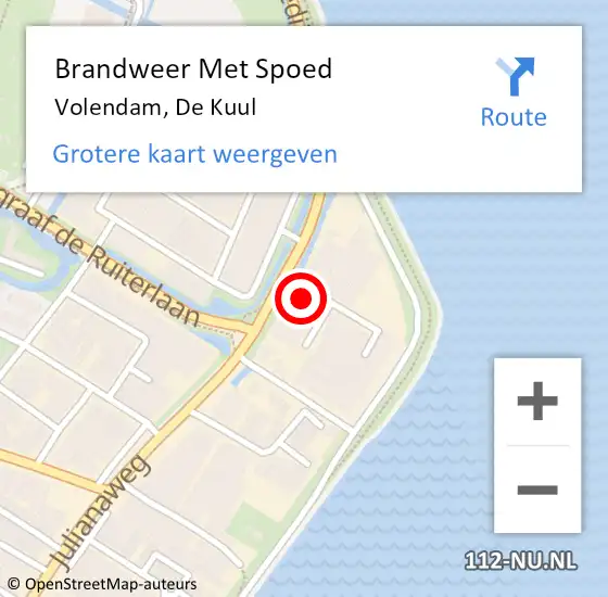 Locatie op kaart van de 112 melding: Brandweer Met Spoed Naar Volendam, De Kuul op 28 december 2021 17:10