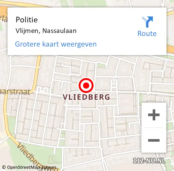 Locatie op kaart van de 112 melding: Politie Vlijmen, Nassaulaan op 28 december 2021 17:12