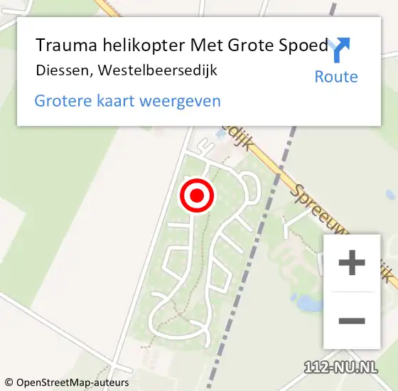 Locatie op kaart van de 112 melding: Trauma helikopter Met Grote Spoed Naar Diessen, Westelbeersedijk op 28 december 2021 18:14