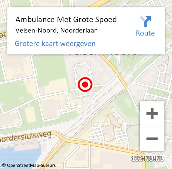 Locatie op kaart van de 112 melding: Ambulance Met Grote Spoed Naar Velsen-Noord, Noorderlaan op 28 december 2021 18:31