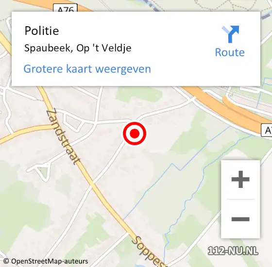 Locatie op kaart van de 112 melding: Politie Spaubeek, Op 't Veldje op 28 december 2021 18:43