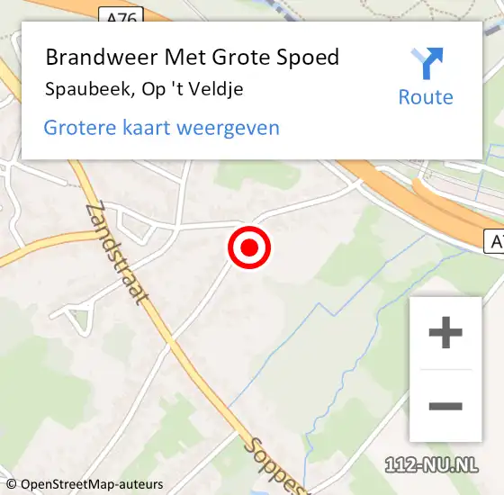 Locatie op kaart van de 112 melding: Brandweer Met Grote Spoed Naar Spaubeek, Op 't Veldje op 28 december 2021 18:44