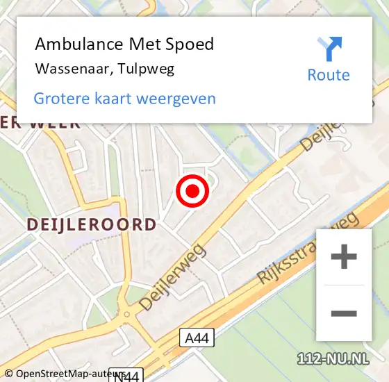 Locatie op kaart van de 112 melding: Ambulance Met Spoed Naar Wassenaar, Tulpweg op 28 december 2021 18:53