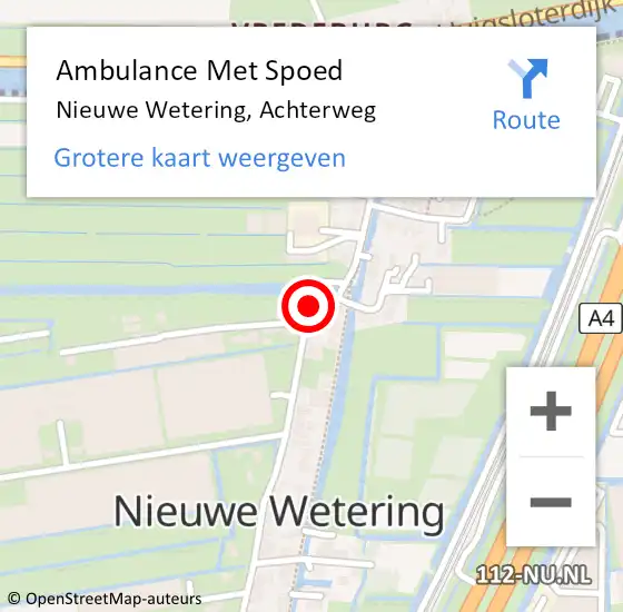 Locatie op kaart van de 112 melding: Ambulance Met Spoed Naar Nieuwe Wetering, Achterweg op 3 juli 2014 16:07