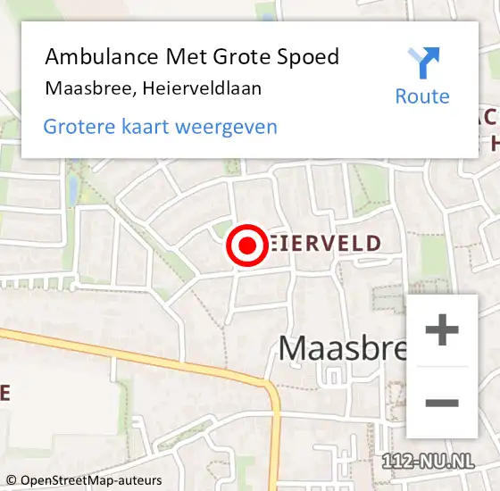 Locatie op kaart van de 112 melding: Ambulance Met Grote Spoed Naar Maasbree, Heierveldlaan op 28 december 2021 19:28