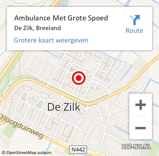 Locatie op kaart van de 112 melding: Ambulance Met Grote Spoed Naar De Zilk, Breeland op 28 december 2021 19:34