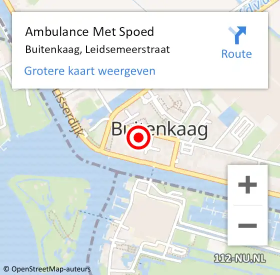 Locatie op kaart van de 112 melding: Ambulance Met Spoed Naar Buitenkaag, Leidsemeerstraat op 28 december 2021 19:46