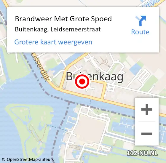Locatie op kaart van de 112 melding: Brandweer Met Grote Spoed Naar Buitenkaag, Leidsemeerstraat op 28 december 2021 19:47