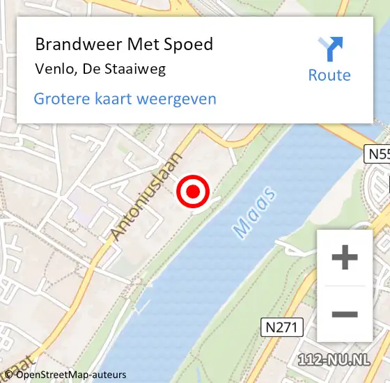 Locatie op kaart van de 112 melding: Brandweer Met Spoed Naar Venlo, De Staaiweg op 28 december 2021 20:01