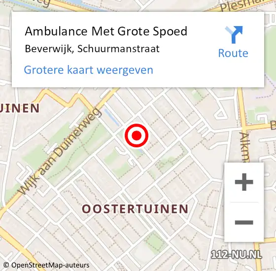 Locatie op kaart van de 112 melding: Ambulance Met Grote Spoed Naar Beverwijk, Schuurmanstraat op 28 december 2021 20:02