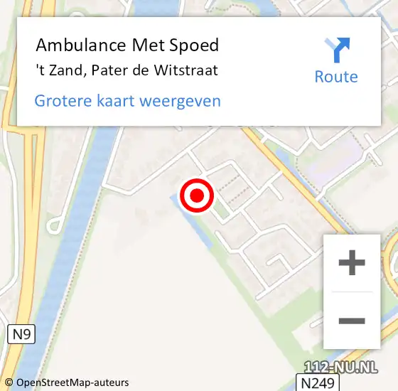 Locatie op kaart van de 112 melding: Ambulance Met Spoed Naar 't Zand, Pater de Witstraat op 28 december 2021 20:16