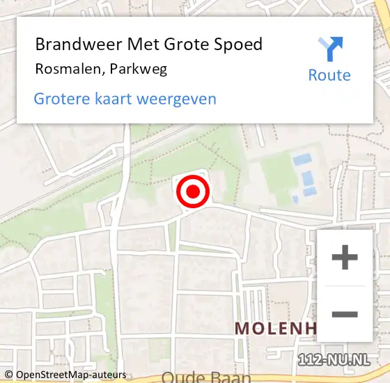 Locatie op kaart van de 112 melding: Brandweer Met Grote Spoed Naar Rosmalen, Parkweg op 28 december 2021 20:37