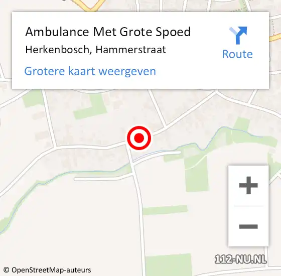 Locatie op kaart van de 112 melding: Ambulance Met Grote Spoed Naar Herkenbosch, Hammerstraat op 28 december 2021 20:57