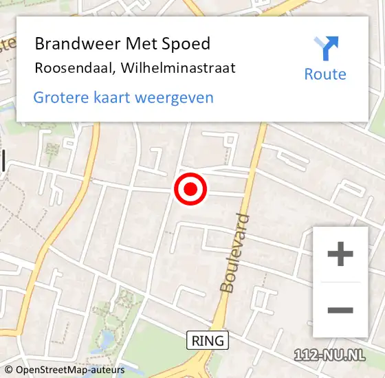 Locatie op kaart van de 112 melding: Brandweer Met Spoed Naar Roosendaal, Wilhelminastraat op 28 december 2021 21:02