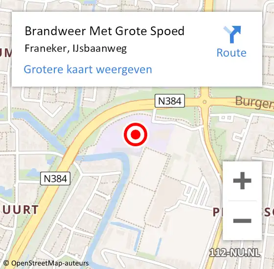 Locatie op kaart van de 112 melding: Brandweer Met Grote Spoed Naar Franeker, IJsbaanweg op 28 december 2021 21:07