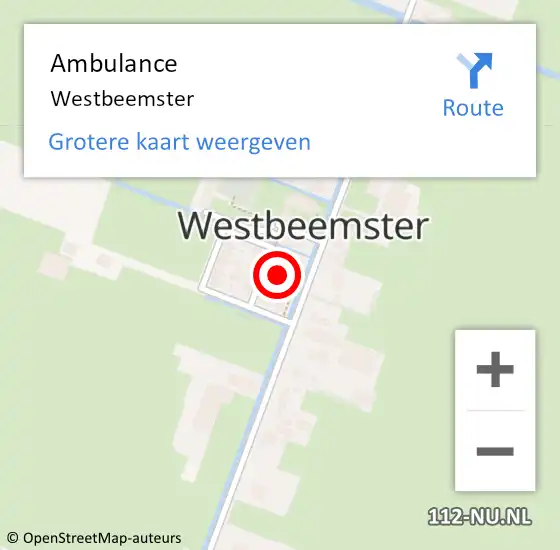 Locatie op kaart van de 112 melding: Ambulance Westbeemster op 28 december 2021 21:12