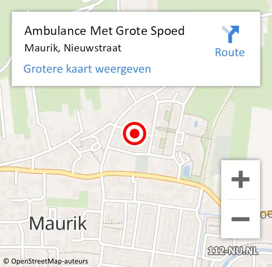 Locatie op kaart van de 112 melding: Ambulance Met Grote Spoed Naar Maurik, Nieuwstraat op 28 december 2021 21:53