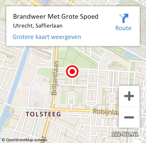 Locatie op kaart van de 112 melding: Brandweer Met Grote Spoed Naar Utrecht, Saffierlaan op 28 december 2021 22:52