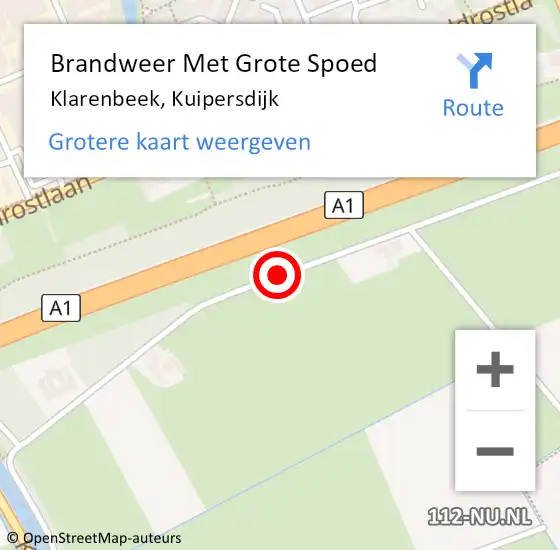 Locatie op kaart van de 112 melding: Brandweer Met Grote Spoed Naar Klarenbeek, Kuipersdijk op 3 juli 2014 16:25