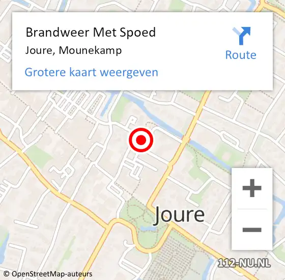 Locatie op kaart van de 112 melding: Brandweer Met Spoed Naar Joure, Mounekamp op 28 december 2021 23:06