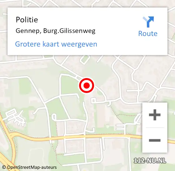 Locatie op kaart van de 112 melding: Politie Gennep, Burg.Gilissenweg op 28 december 2021 23:18