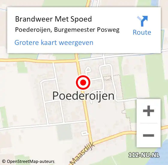 Locatie op kaart van de 112 melding: Brandweer Met Spoed Naar Poederoijen, Burgemeester Posweg op 28 december 2021 23:45