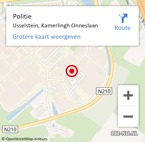 Locatie op kaart van de 112 melding: Politie IJsselstein, Kamerlingh Onneslaan op 28 december 2021 23:49