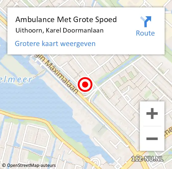 Locatie op kaart van de 112 melding: Ambulance Met Grote Spoed Naar Uithoorn, Karel Doormanlaan op 28 december 2021 23:59