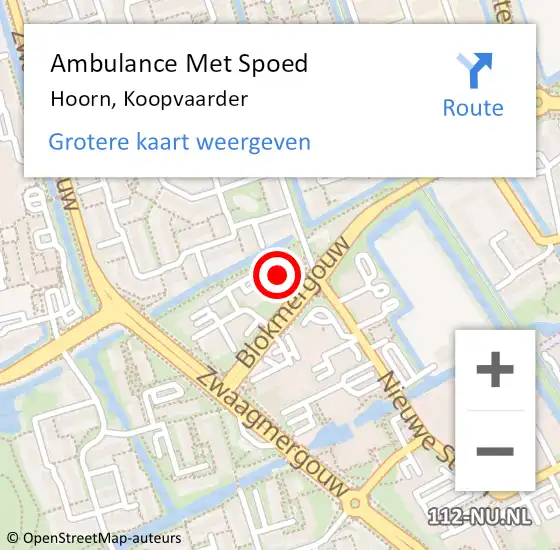 Locatie op kaart van de 112 melding: Ambulance Met Spoed Naar Hoorn, Koopvaarder op 29 december 2021 00:11
