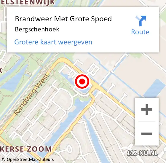 Locatie op kaart van de 112 melding: Brandweer Met Grote Spoed Naar Bergschenhoek op 29 december 2021 00:59