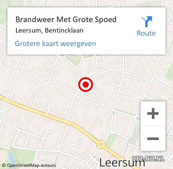 Locatie op kaart van de 112 melding: Brandweer Met Grote Spoed Naar Leersum, Bentincklaan op 29 december 2021 01:07