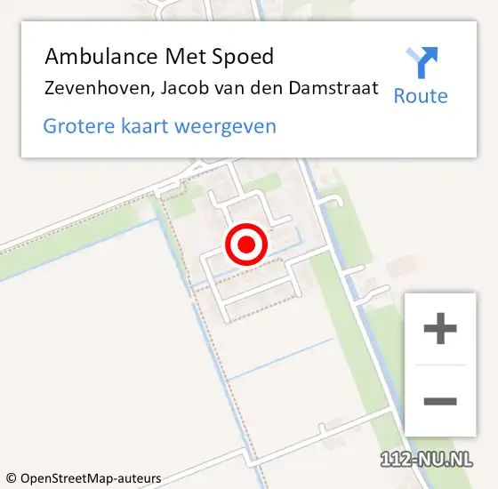 Locatie op kaart van de 112 melding: Ambulance Met Spoed Naar Zevenhoven, Jacob van den Damstraat op 29 december 2021 01:35