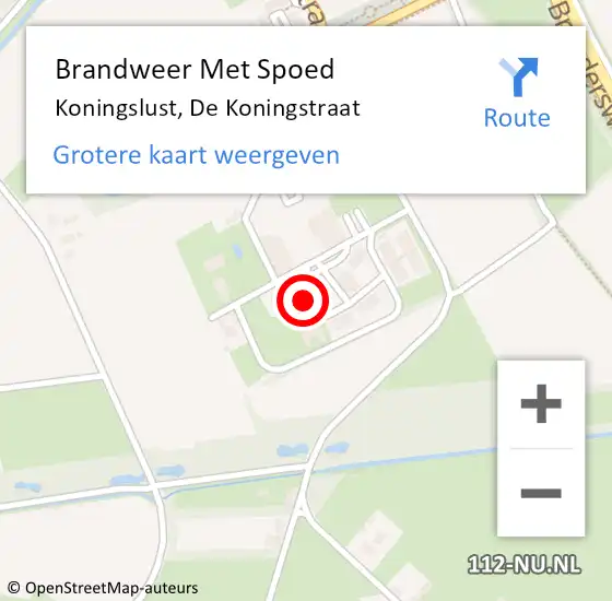 Locatie op kaart van de 112 melding: Brandweer Met Spoed Naar Koningslust, De Koningstraat op 29 december 2021 01:39