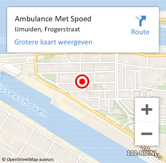 Locatie op kaart van de 112 melding: Ambulance Met Spoed Naar IJmuiden, Frogerstraat op 29 december 2021 02:31