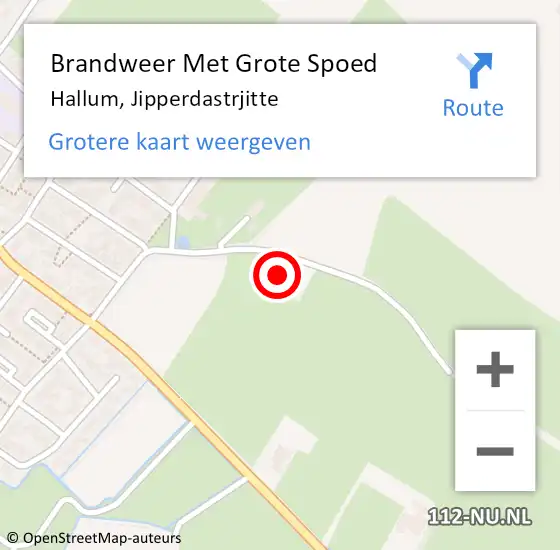 Locatie op kaart van de 112 melding: Brandweer Met Grote Spoed Naar Hallum, Jipperdastrjitte op 29 december 2021 02:36