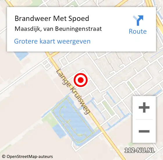 Locatie op kaart van de 112 melding: Brandweer Met Spoed Naar Maasdijk, van Beuningenstraat op 29 december 2021 03:04