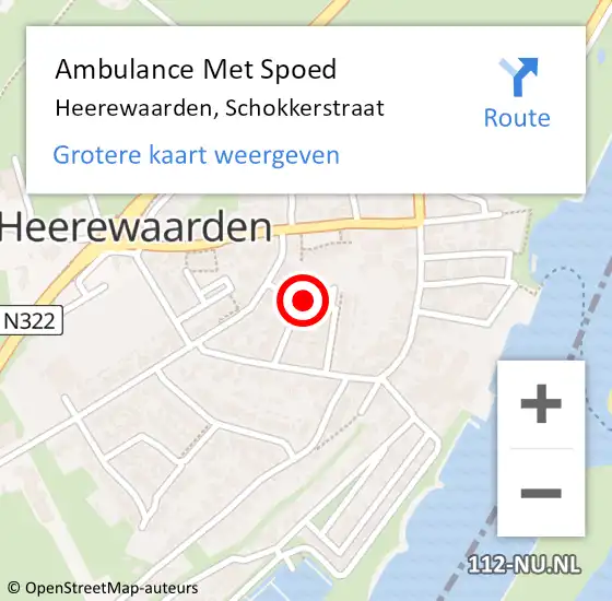 Locatie op kaart van de 112 melding: Ambulance Met Spoed Naar Heerewaarden, Schokkerstraat op 29 december 2021 03:10