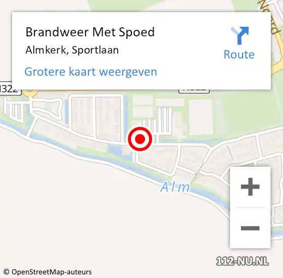 Locatie op kaart van de 112 melding: Brandweer Met Spoed Naar Almkerk, Sportlaan op 29 december 2021 05:46