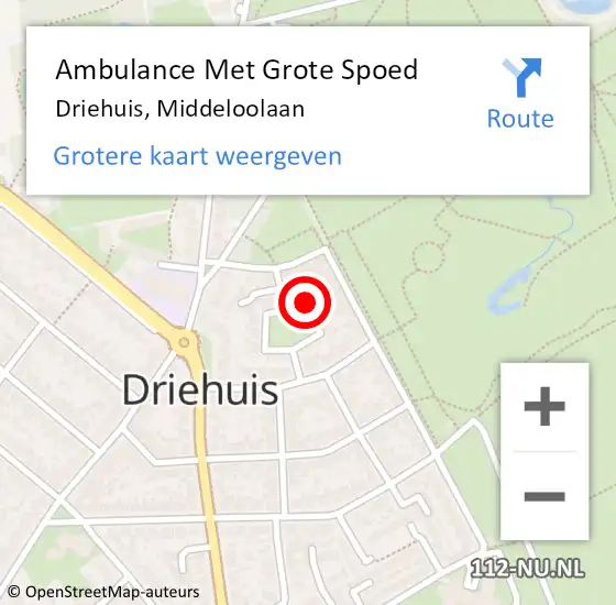 Locatie op kaart van de 112 melding: Ambulance Met Grote Spoed Naar Driehuis, Middeloolaan op 29 december 2021 06:24