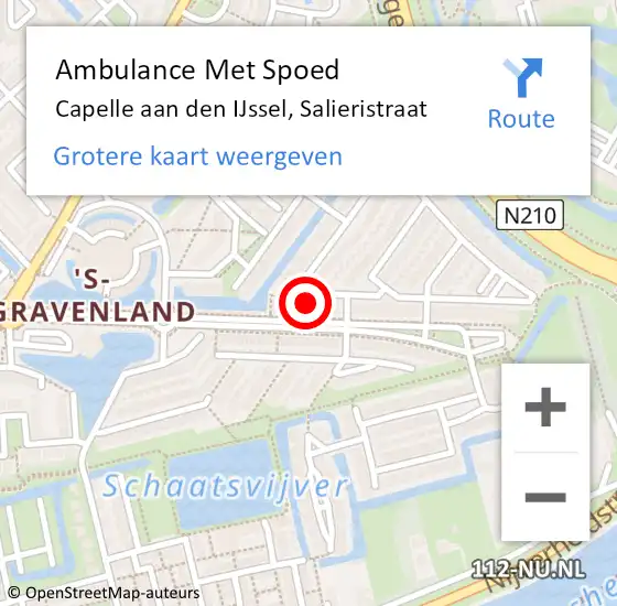 Locatie op kaart van de 112 melding: Ambulance Met Spoed Naar Capelle aan den IJssel, Salieristraat op 29 december 2021 06:37