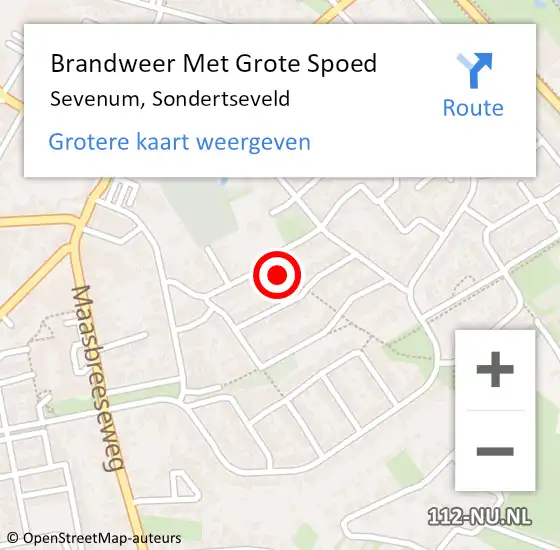 Locatie op kaart van de 112 melding: Brandweer Met Grote Spoed Naar Sevenum, Sondertseveld op 29 december 2021 06:48